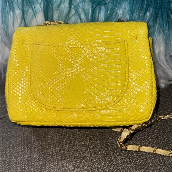 Yellow Python Leather Shoulder Bag - Picture 4 of 5